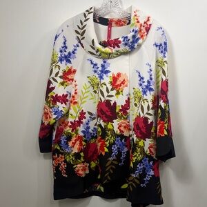 IC By Connie K Floral Cowl Neck Jacket size XL